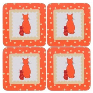 Glasunderlägg - Cats in Waiting - 4 Pack