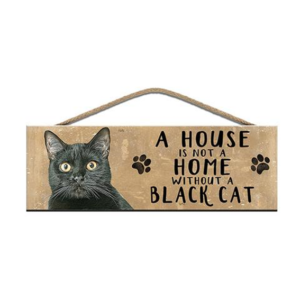 The Metal Sign Co - Wooden Sign - Black Cat 