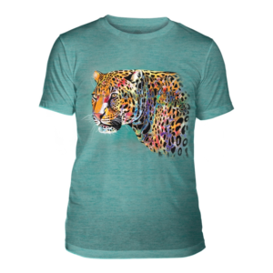 T-Shirt - Painted Cheetah - Teal Large Unisex