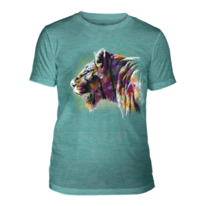 T-Shirt - Painted Lion - Teal Large Unisex