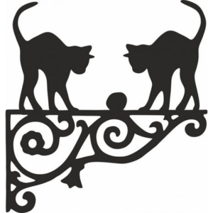Hanging Basket Bracket - Two Cats Playing 