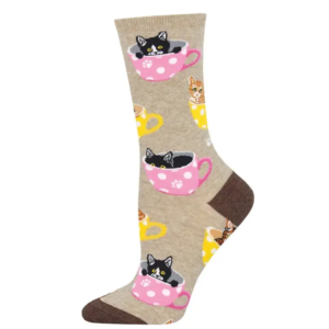 Strumpor - Socksmith - Cat in a Cup - Lt Brown 36-41