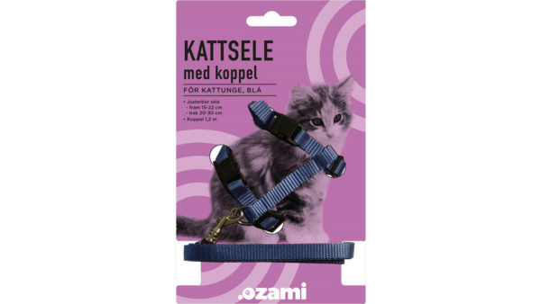 Kattsele Med Koppelkattunge - Blå