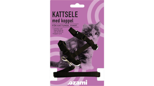 Kattsele Med Koppelkattunge - Svart