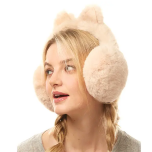 Öronvärmare – Beige – Faux Fur med Kattöron