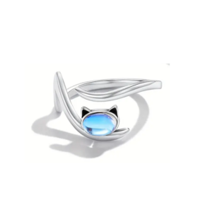 Kattrring – 925 Sterling Silver – Månsten – Justerbar