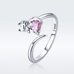 925 Silver - Cute Cat Ring - Adjustable