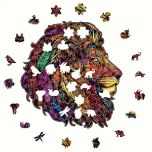Pussel – Träpussel – Colourful Lion (A3)