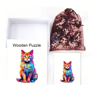 Pussel – Träpussel – Colourful Cat (A5)