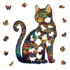 Pussel – Wooden Jigsaw – Colourful Sitting Cat A4 - Bild 2
