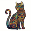 Pussel – Wooden Jigsaw – Colourful Sitting Cat A4