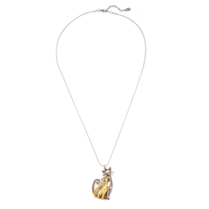 Belle Miss - Printed brass necklace with cat motif - Gold