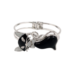 Belle Miss - Cat bracelet enameled with resin - Black