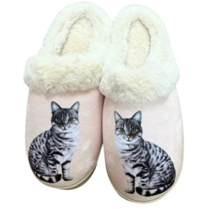 Slippers - Silver Tabby Cat - Snuggs - S/M
