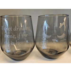 Glas grå – Kattmotiv – Drinking Alone – 45 cl