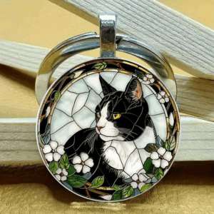 Nyckelring – Vintage Svart Katt – Elegant Charm Nyckelring