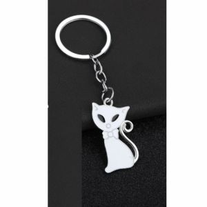 Nyckelring – Vit Katt – Söt Mini Charm Nyckelring
