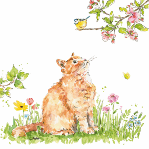 Servetter – Cat & Bird – 33 × 33 cm