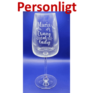Graverat Vitvinsglas – Crazy Cat Lady – Personligt – 42 cl