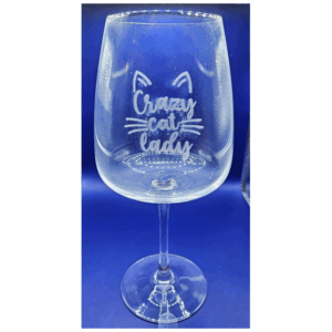 Graverat Rödvinsglas – Crazy Cat Lady – 58 cl