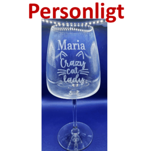 Graverat Rödvinsglas – Crazy Cat Lady – Personligt – 58 cl