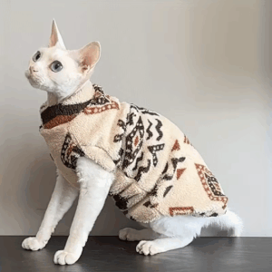 Katttröja – Beige & Brun – Medium