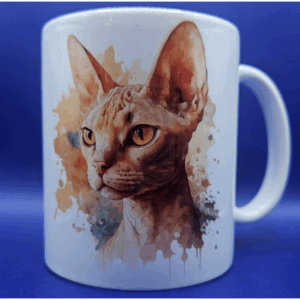 Mugg – Vattenfärg – Sphynx – Porslin – 325 ml