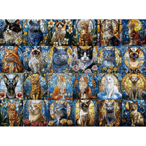 Pussel – Stained Glass Cat Portraits (1000 bitar)