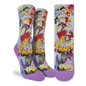 Strumpor - Good Luck Socks - Cats & Flower Baskets - Aktiv Fit - 36-40