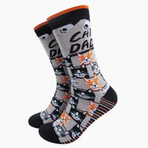 Strumpor – Sock Talk - Cat Dad - Grå-Svart – 41–46