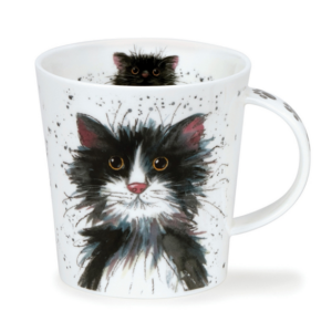 Mugg i Fine Bone China – Catter Splatter B/W – Dunoon Lomond – 320 ml