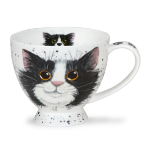 Mugg i Fine Bone China – Catter Splatter Black & White – Dunoon Skye – 420 ml