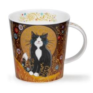 Mugg i Fine Bone China – Celestial Cats Black & White – Dunoon Cairngorm – 480 ml