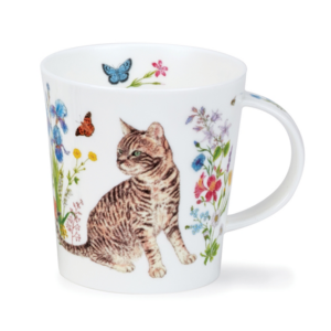 Mugg i Fine Bone China – Floral Cats Tabby – Dunoon Lomond – 320 ml